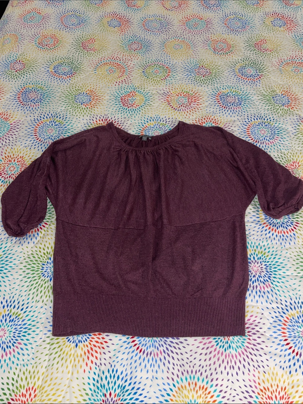 Plum colored knit sweater top by Lilla P